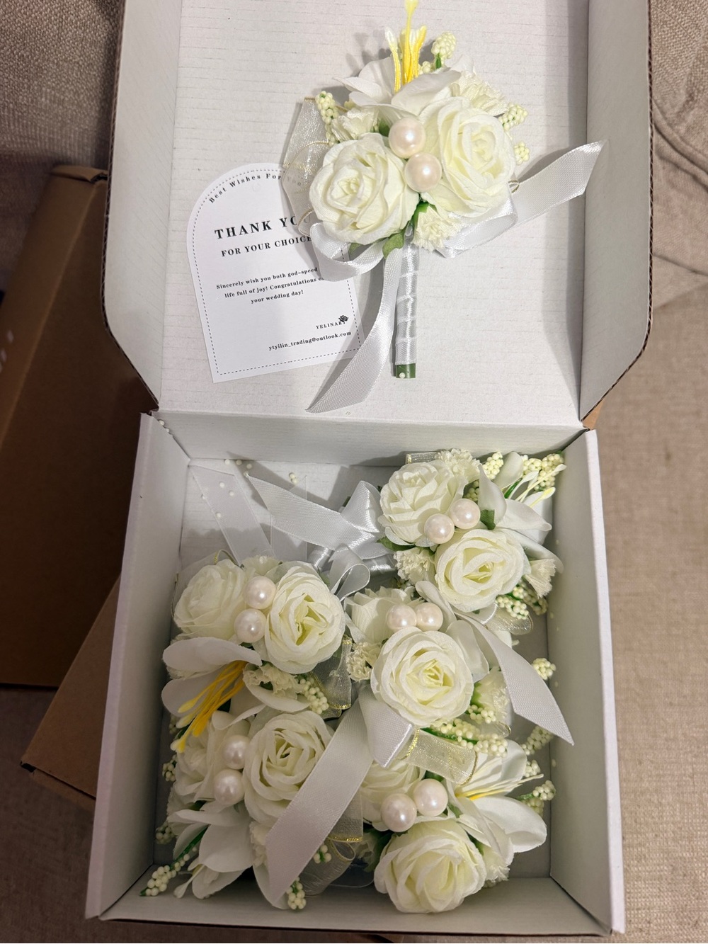 6 pc Ivory Rose Boutonniere